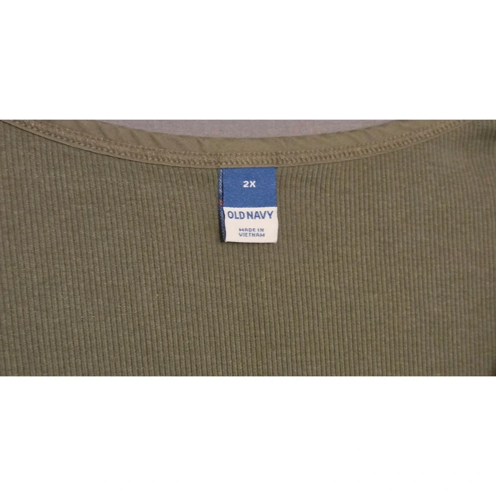 Old Navy Puff-Sleeve Mixed Fabric‎ Top Womens Size 2X Green Boho